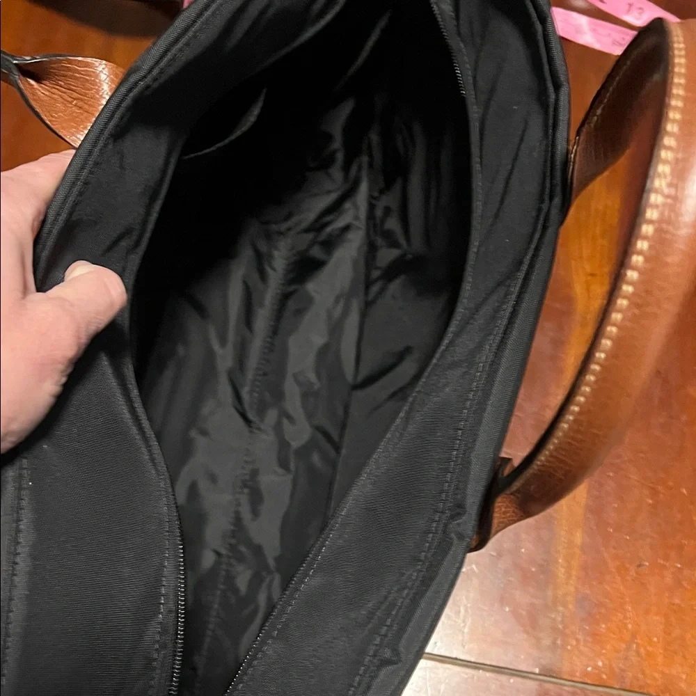 Longchamp Black Bag with Brown Trim